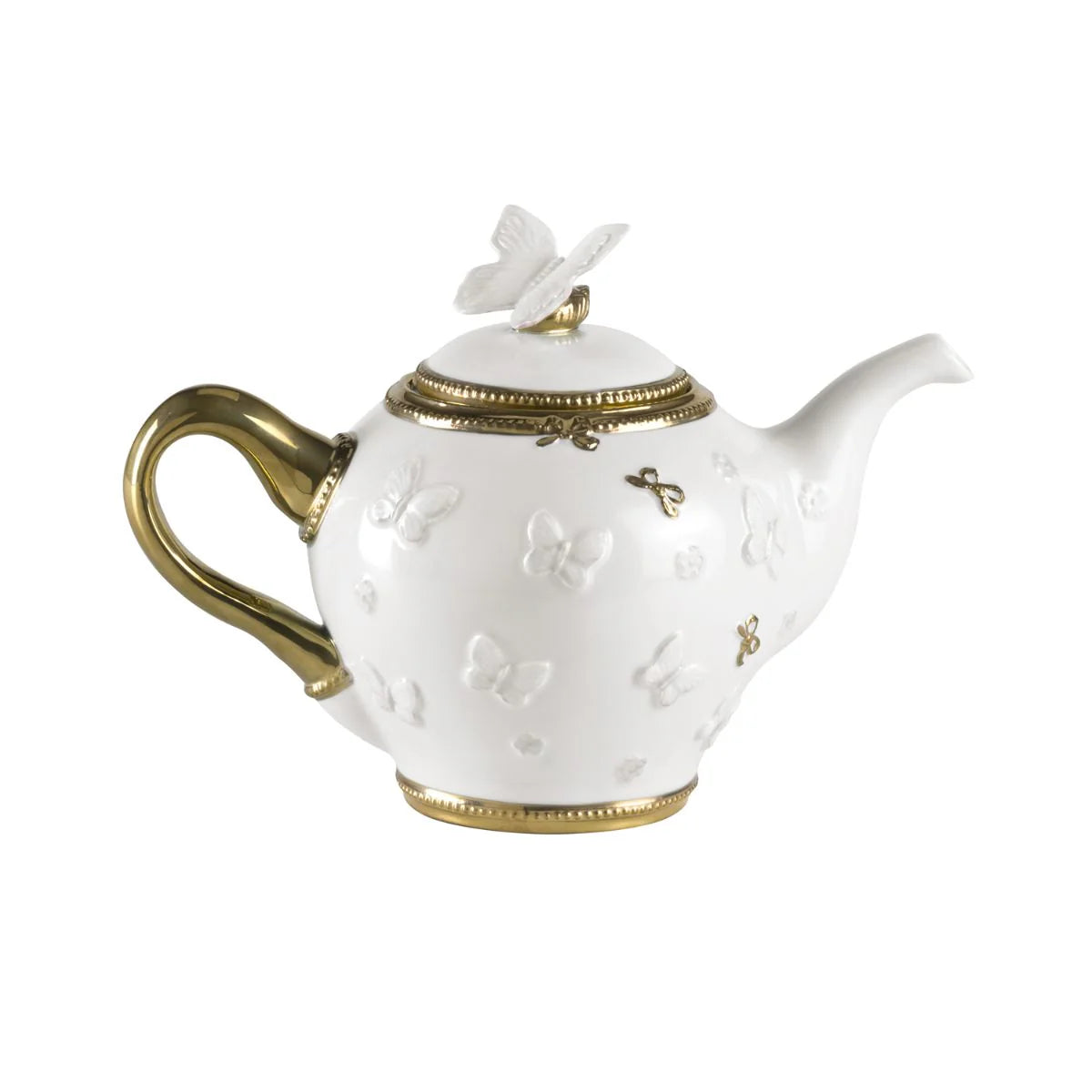 Butterfly White & Gold Teapot (Villari)