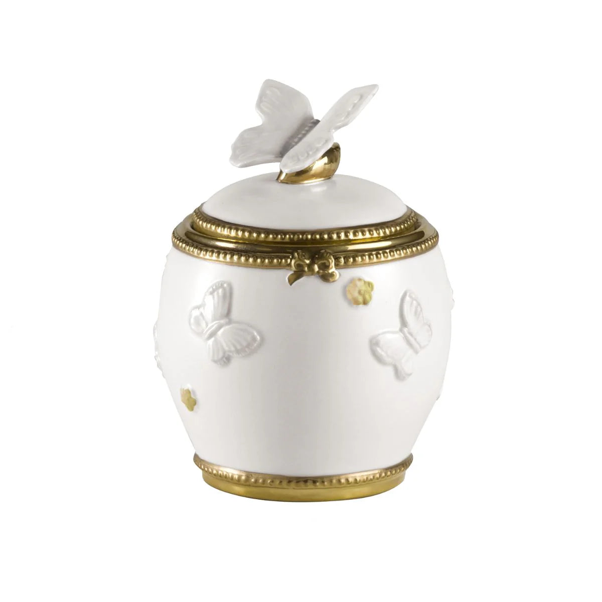 Butterfly White & Gold Sugar Bowl (Villari)