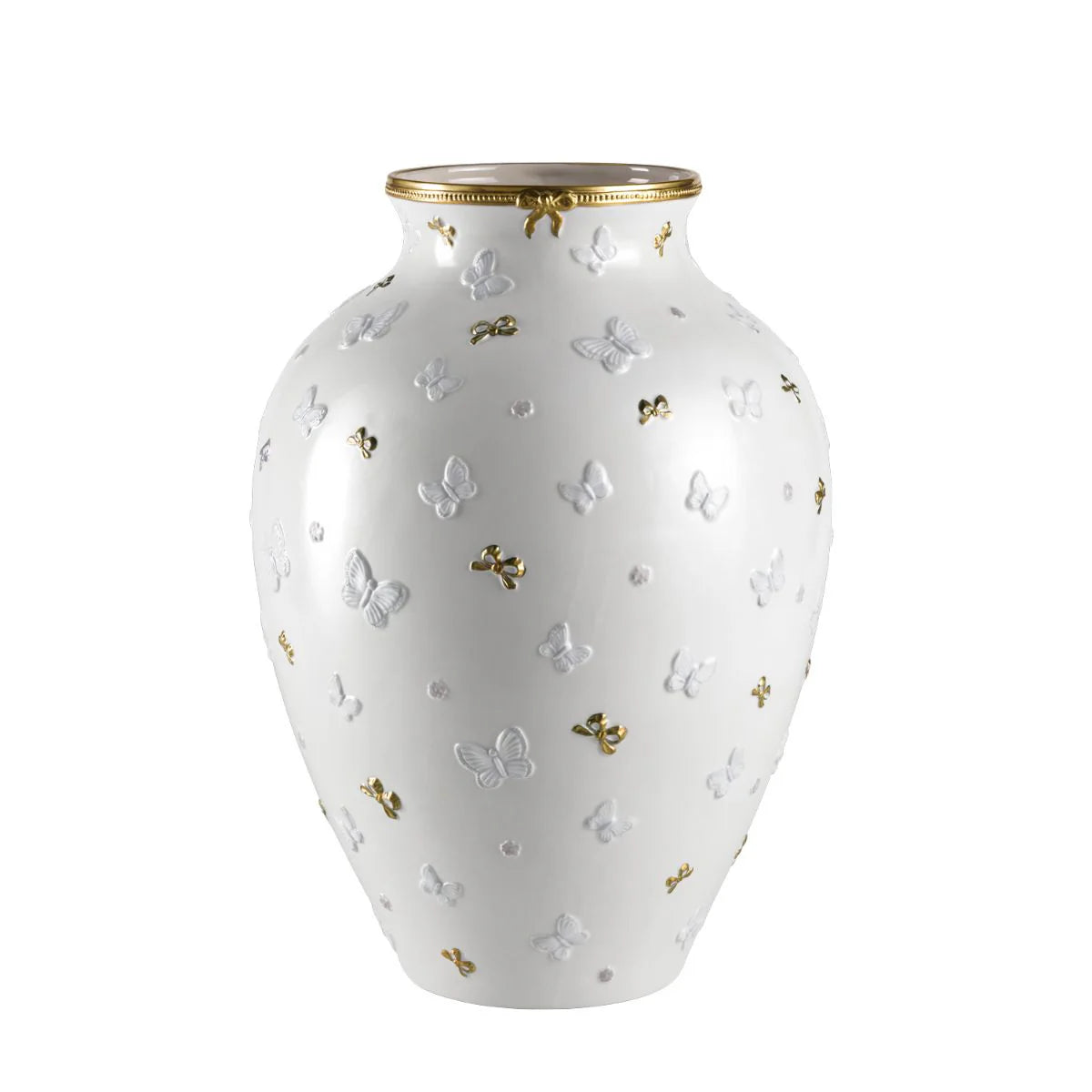 Butterfly Large Vase - White & Gold (Villari)