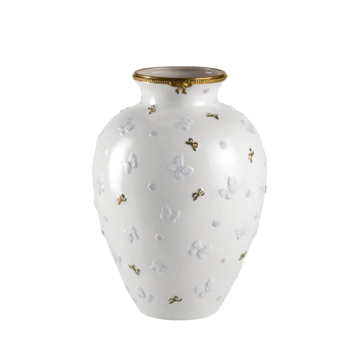 Butterfly Medium Vase - White & Gold (Villari)