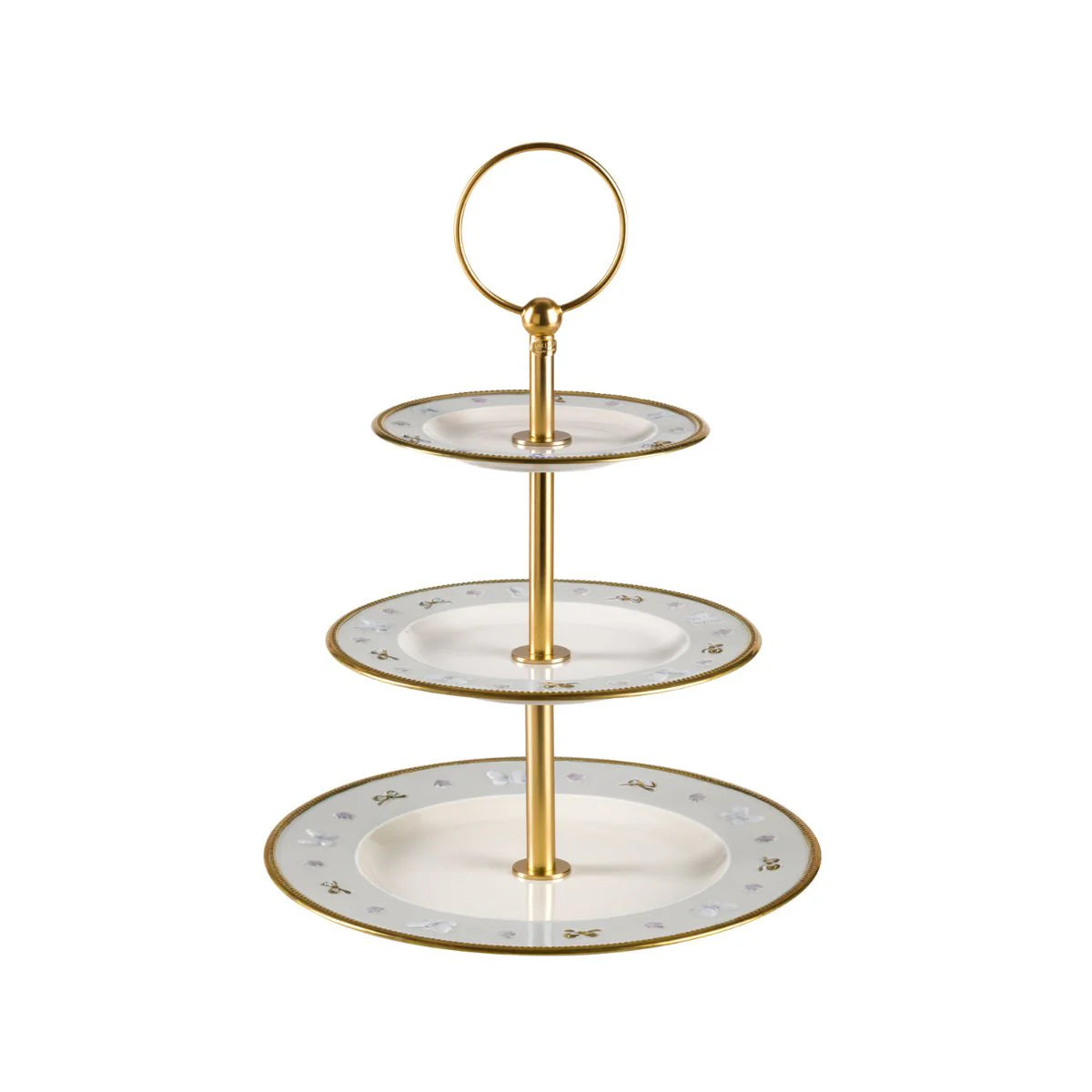 Butterfly White & Gold 3 Tier Cake Stand (Villari)
