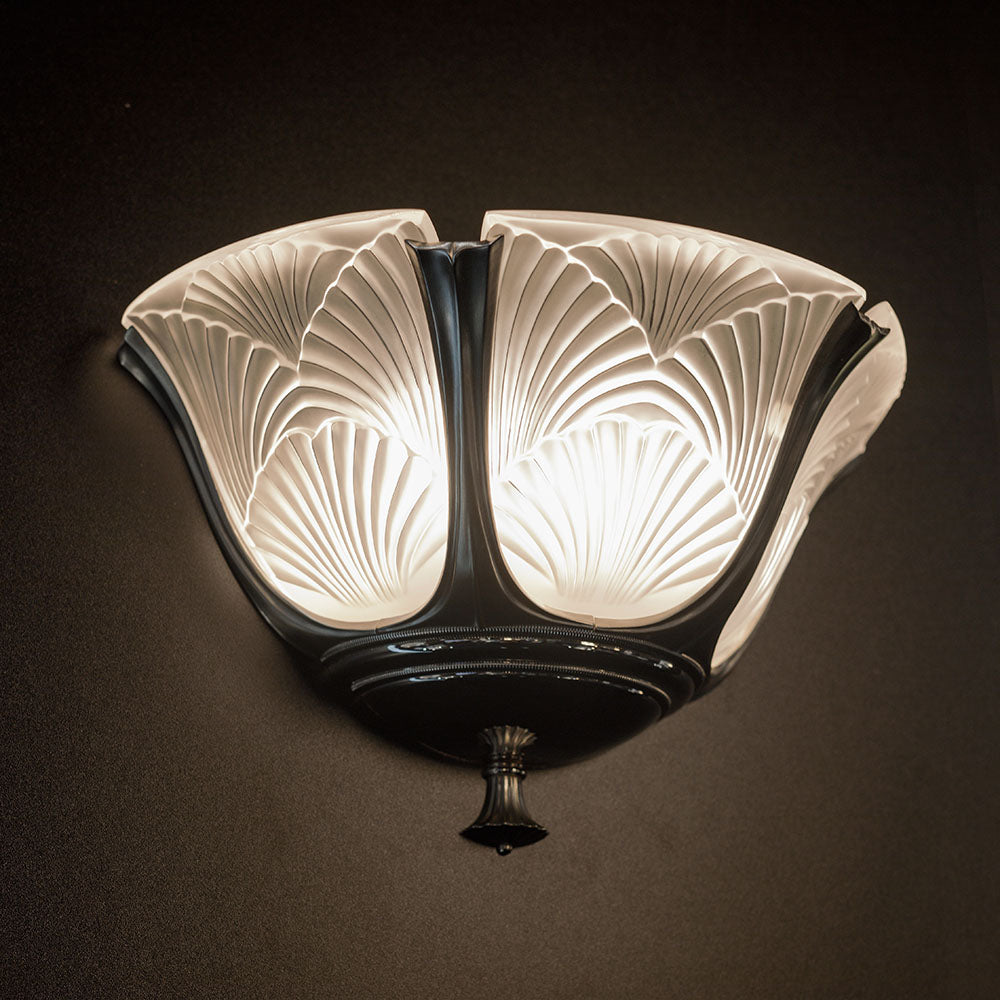 Ginkgo Medium Wall Sconce - Shiny and Brushed Nickel Finish (Lalique Special Order)