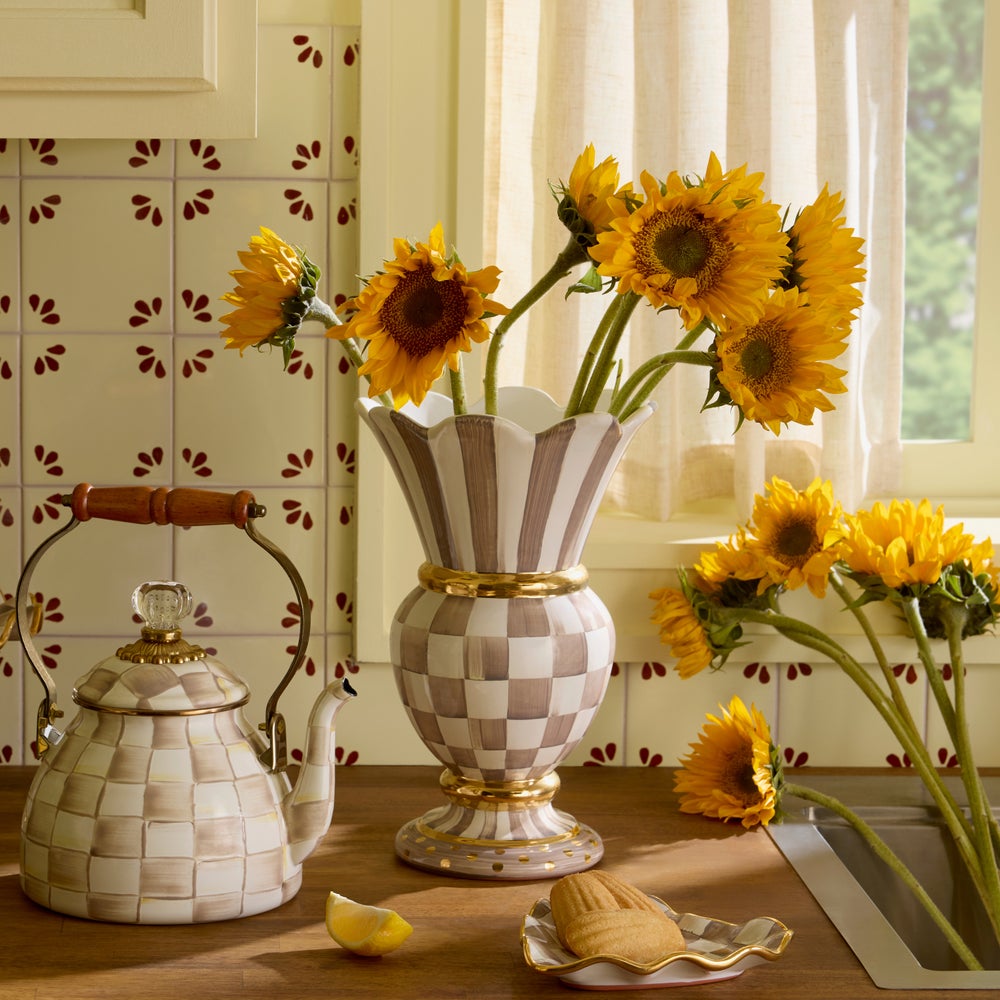 Mocha Check Ceramic Great Vase (Mackenzie Childs)