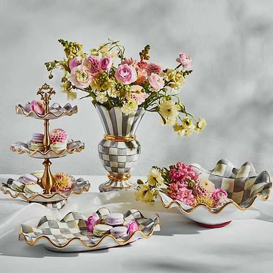 Sterling Check Ceramic Serving Platter (Mackenzie Childs)