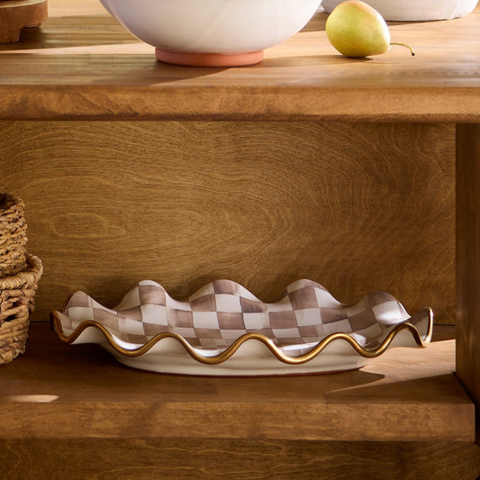 Mocha Check Ceramic Serving Platter (Mackenzie Childs)