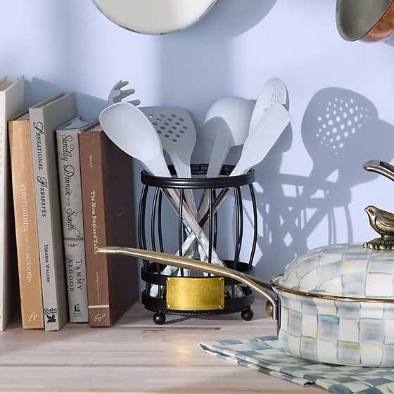 Sterling Check Utensil Caddy Set (Mackenzie Childs)