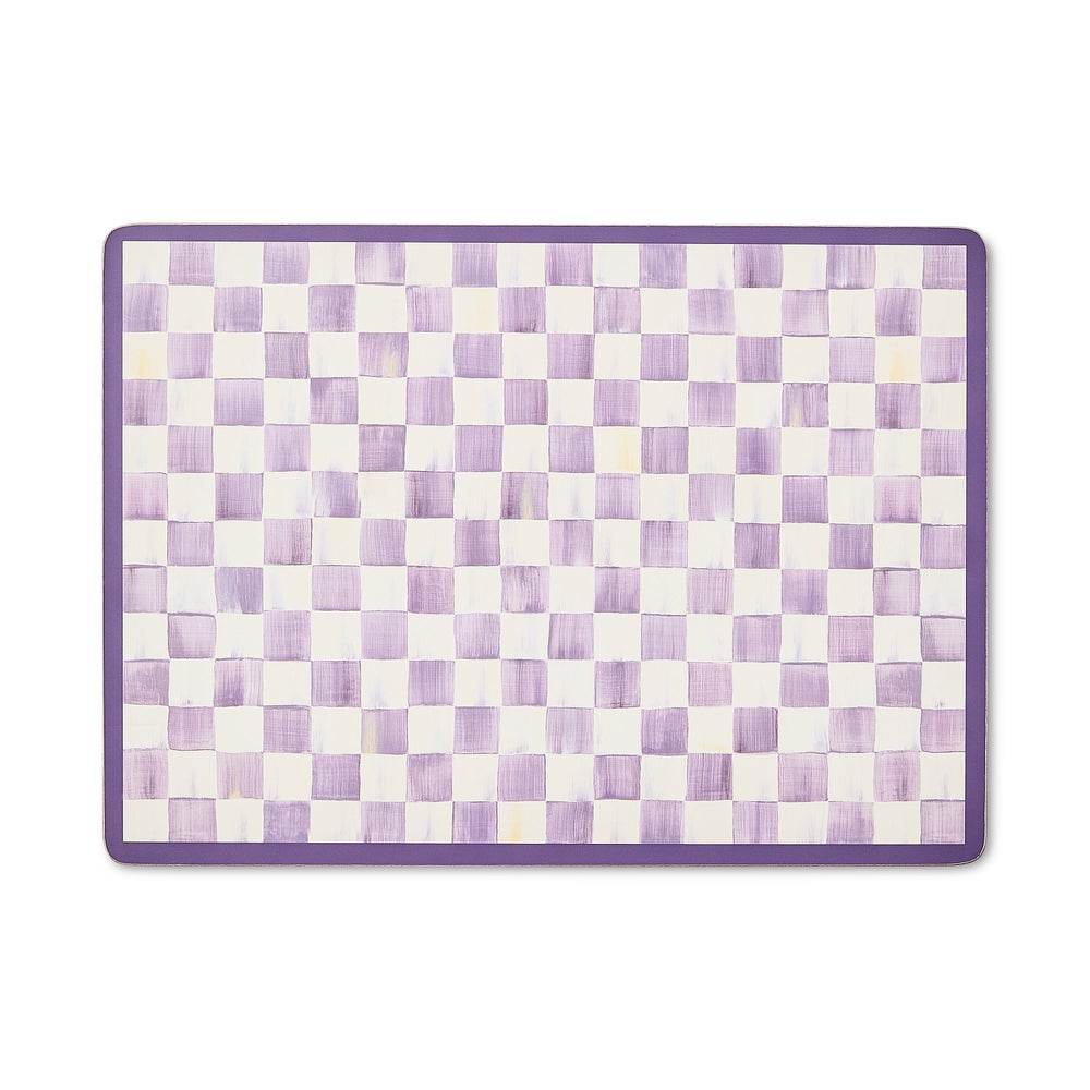 Violet Check Cork Back Placemats, Set of 4 (Mackenzie Childs)