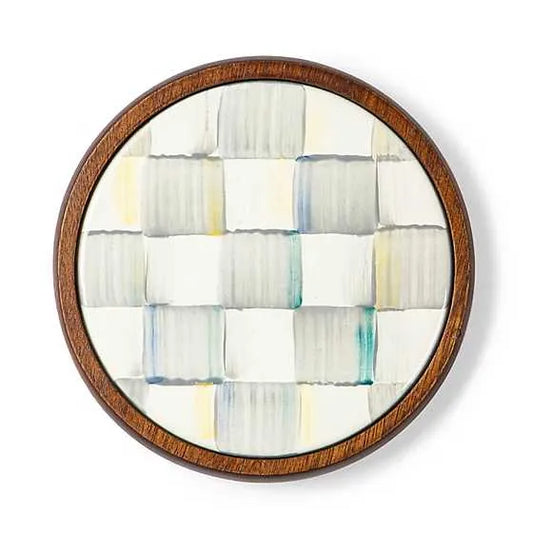 Sterling Check Enamel Coasters - Set of 4 (Mackenzie Childs)