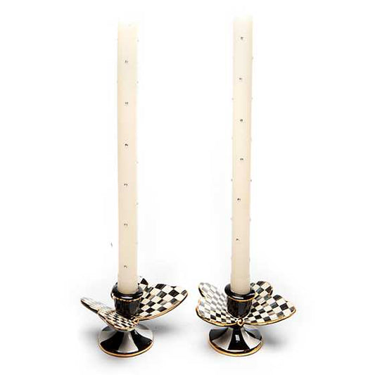 Courtly Check Butterfly Candle Holders, Set of 2 (Mackenzie Childs)