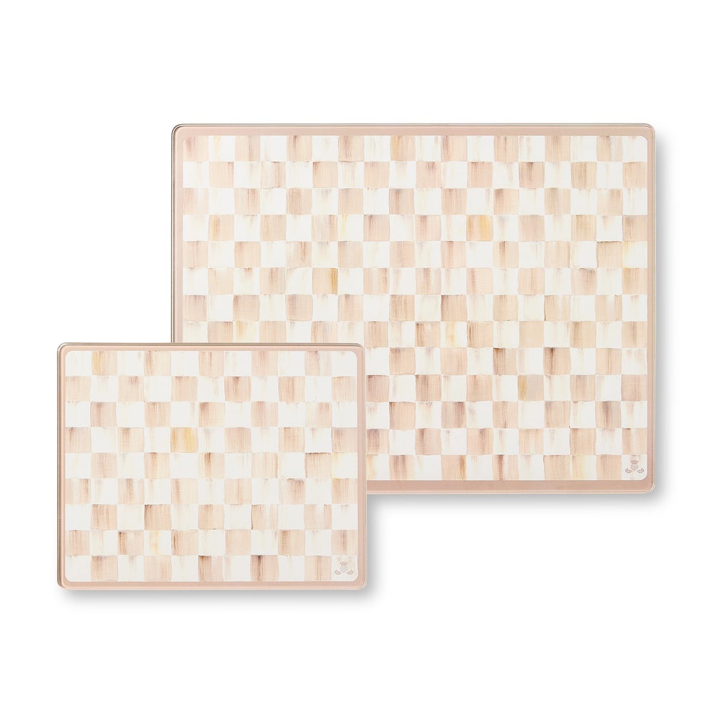 Mocha Check Glass Cutting Boards, Set of 2 (Mackenzie Childs)