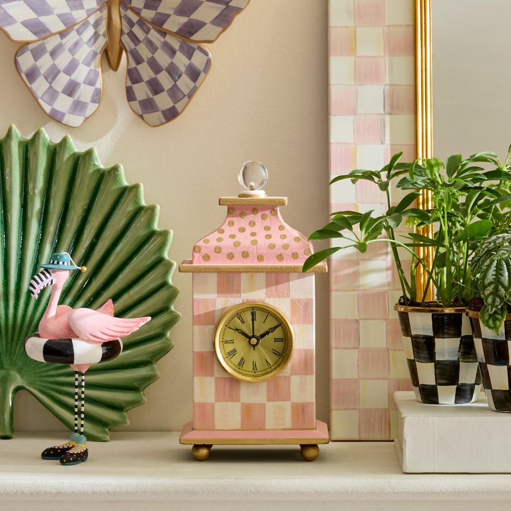 Rosy Check Desk Clock (Mackenzie Childs)