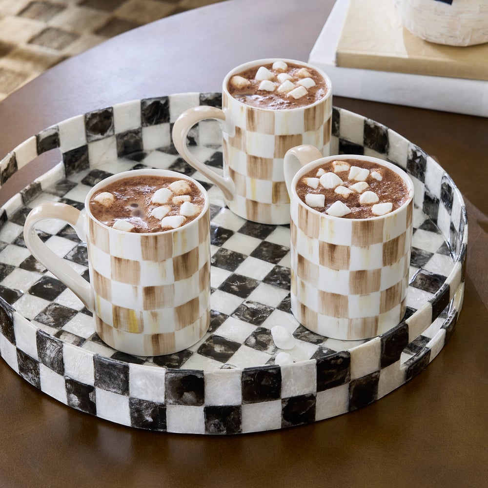 Mocha Check Porcelain Mug (Mackenzie Childs)