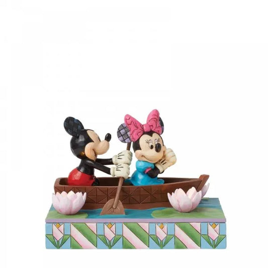 Row-mance is in the Air - Mickey & Minnie in a Rowboat Light-up Figurine (Disney Traditions)