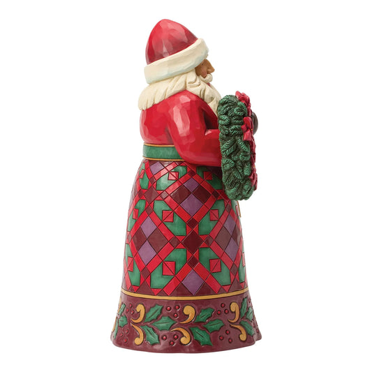 Santa with Wreath & Poinsettias (Jim Shore - Christmas Ornaments)