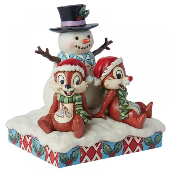 Chip n Dale Snowman Figurine  (Disney Traditions) - Pre Order Due Q2 2024