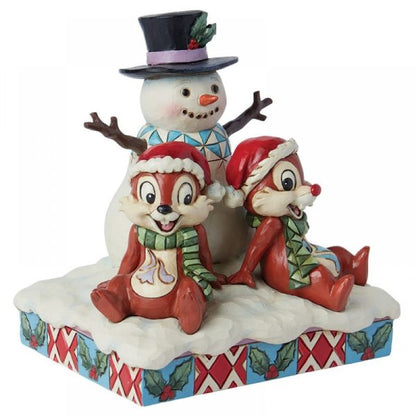 Chip n Dale Snowman Figurine  (Disney Traditions) - Pre Order Due Q2 2024