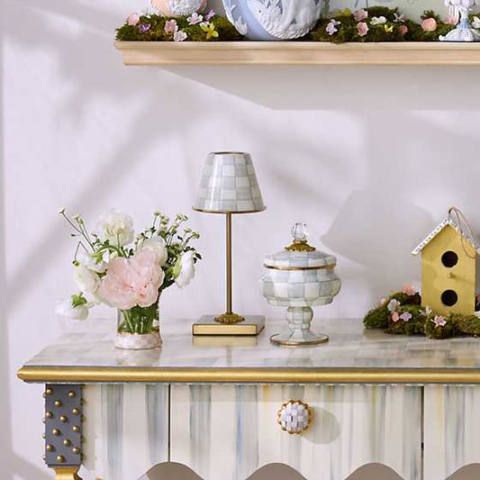 Sterling Check LED Rechargeable Cafe Table Lamp (Mackenzie Childs)