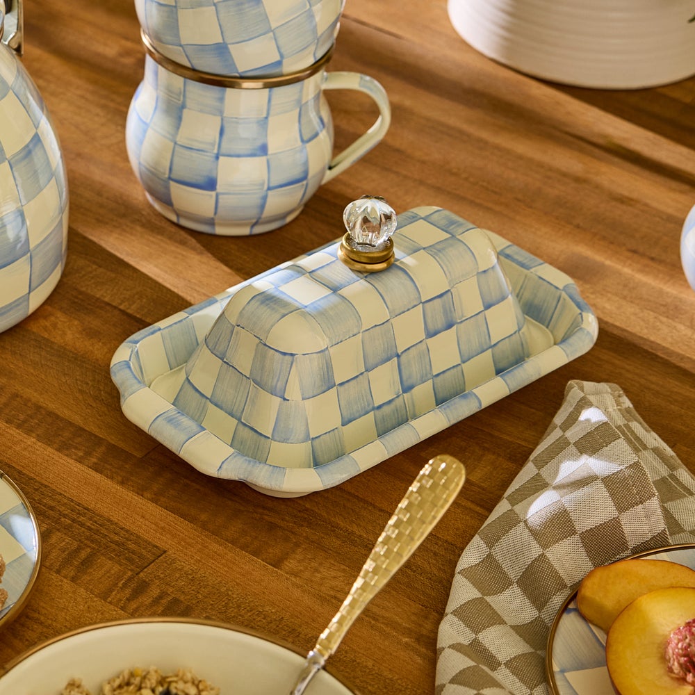 Sky Blue Check Butter Box (Mackenzie Childs) - PRE ORDER