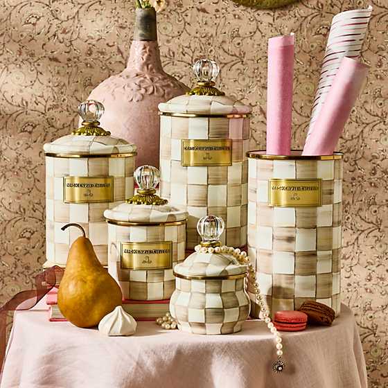 Mocha Check Lidded Sugar Bowl (Mackenzie Childs)