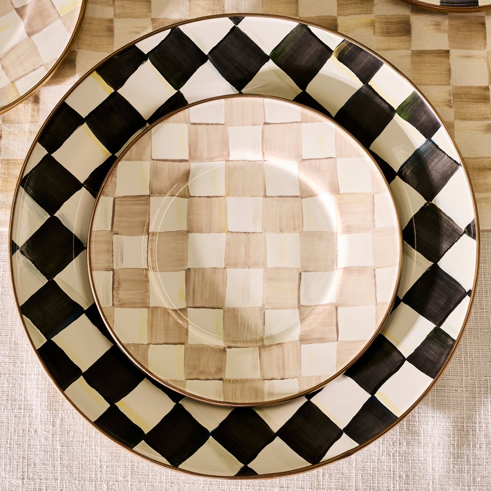 Mocha Check Salad Plate (Mackenzie Childs)