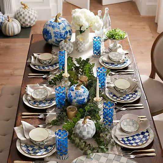 Sterling Check Enamel Compote - Small (Mackenzie Childs)