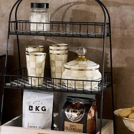 Mocha Check Squashed Pot (Mackenzie Childs)