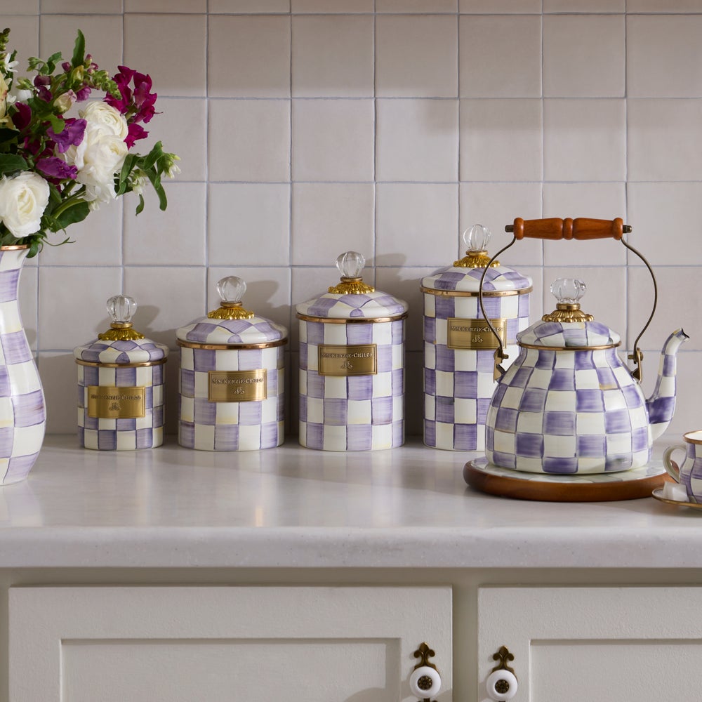 Violet Check Medium Canister (Mackenzie Childs)