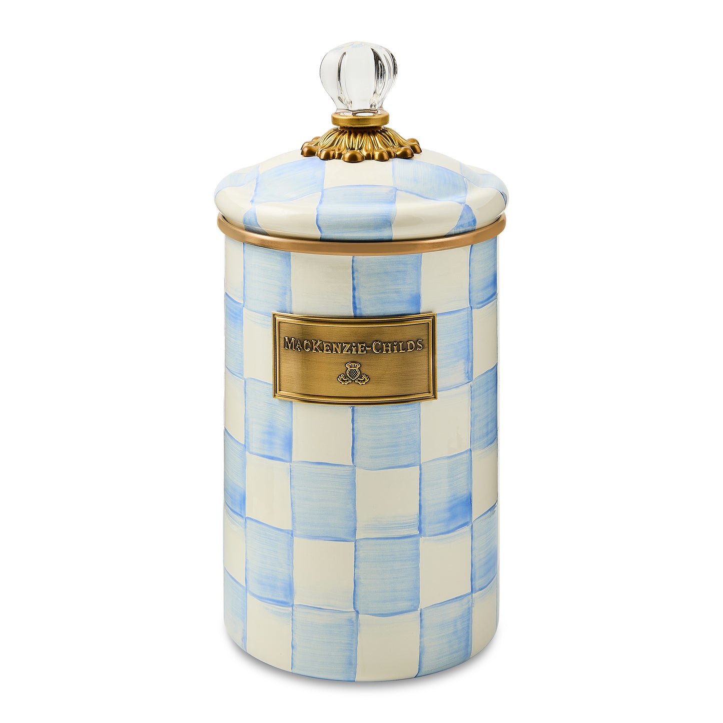 Sky Blue Check Large Canister (Mackenzie Childs) - PRE ORDER