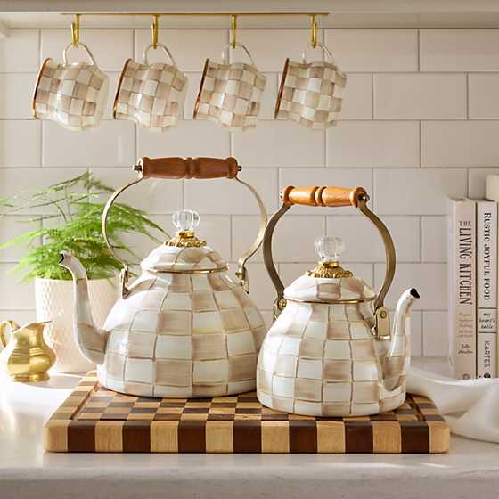 Mocha Check 3 Quart Tea Kettle (Mackenzie Childs)