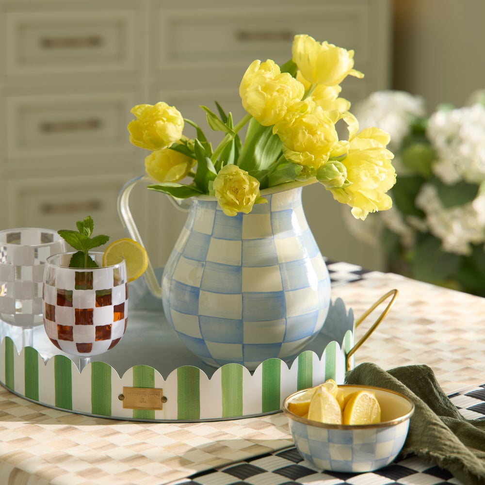 Sky Blue Check Pitcher (Mackenzie Childs) - PRE ORDER