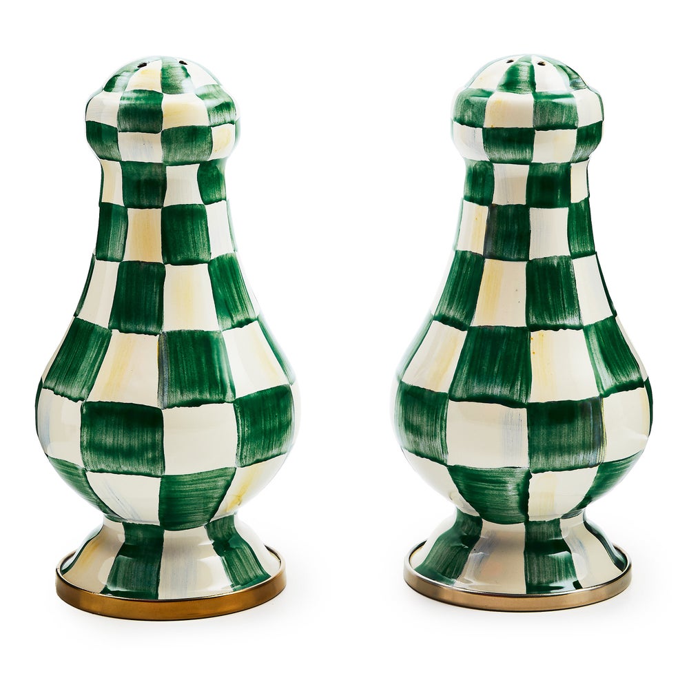 Emerald Check Large Salt & Pepper Shakers (Mackenzie Childs)