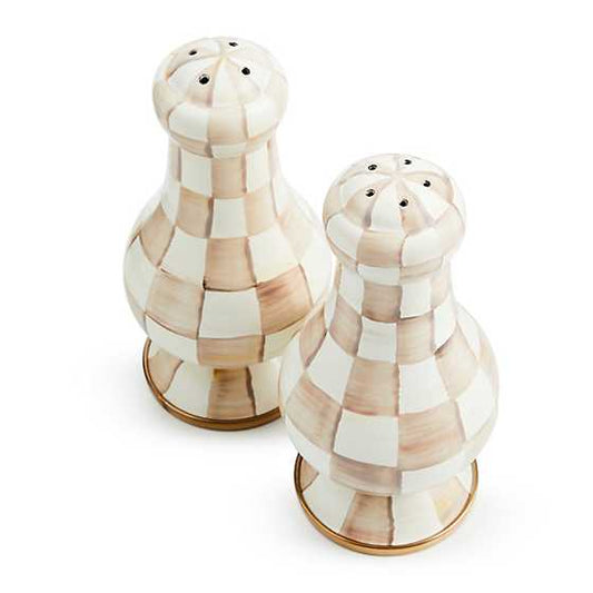Mocha Check Large Salt & Pepper Shakers (Mackenzie Childs)
