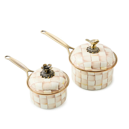 Mocha Check 2.5 Qt. Saucepan (Mackenzie Childs)