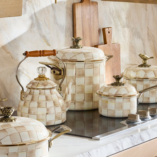 Mocha Check 7 Qt. Stockpot (Mackenzie Childs)