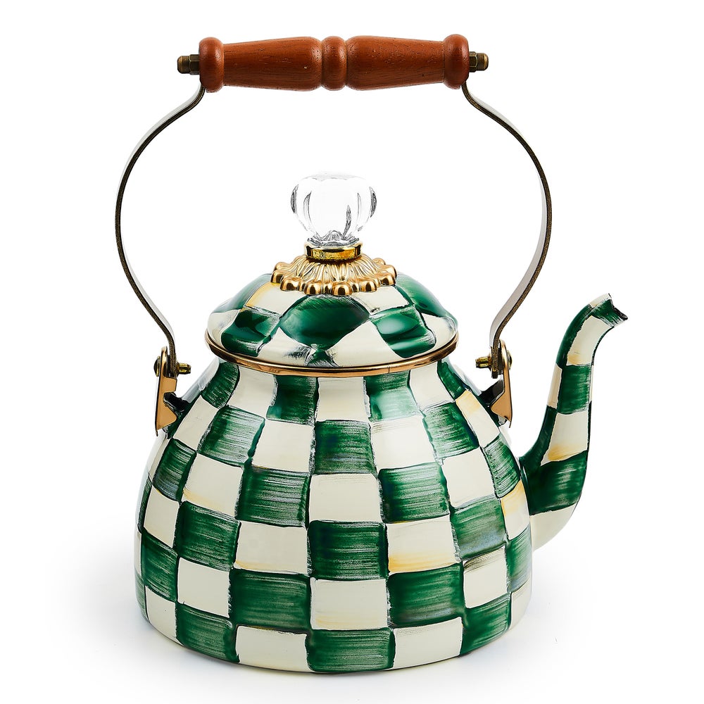 Emerald Check 2 Quart Tea Kettle (Mackenzie Childs)