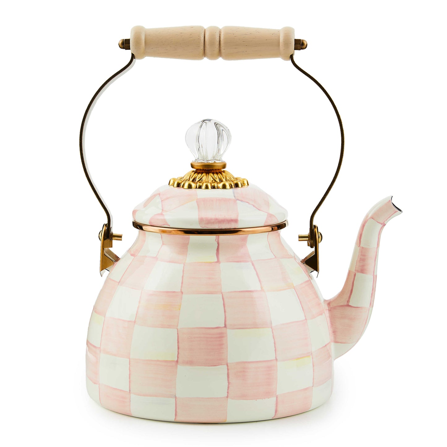 Rosy Check Enamel Tea Kettle - 2 Quart (Mackenzie Childs)