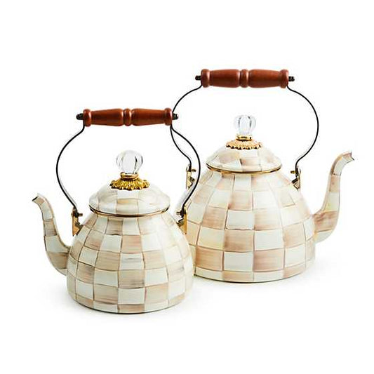 Mocha Check 2 Quart Tea Kettle (Mackenzie Childs)