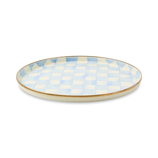 Sky Blue Check Round Tray (Mackenzie Childs)