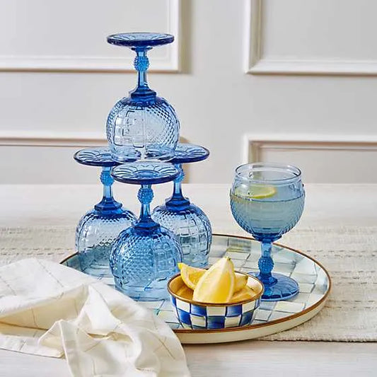 Sterling Check Enamel Round Tray (Mackenzie Childs)