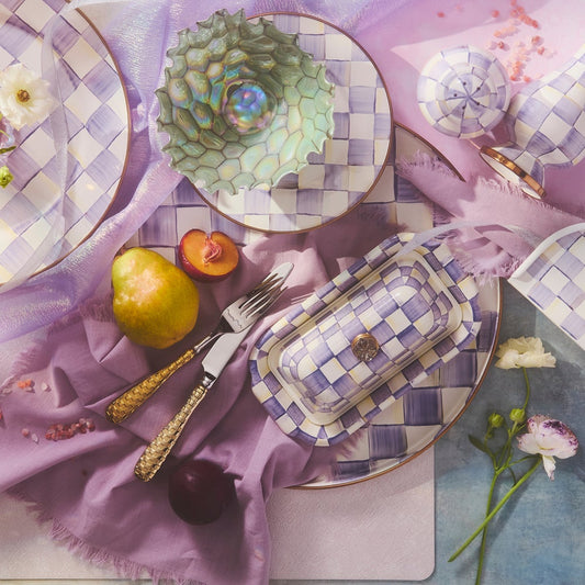 Violet Check Round Tray (Mackenzie Childs)