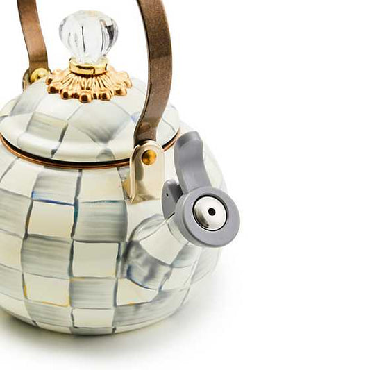 Sterling Check Whistling Tea Kettle (Mackenzie Childs)