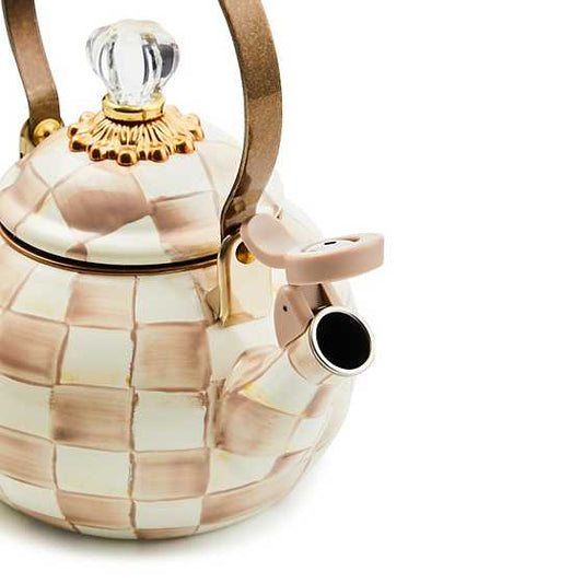 Mocha Check Whistling Tea Kettle (Mackenzie Childs)