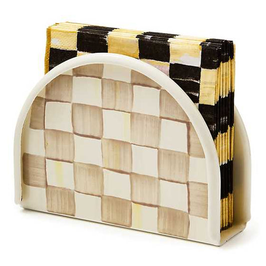 Mocha Check Napkin Holder (Mackenzie Childs)