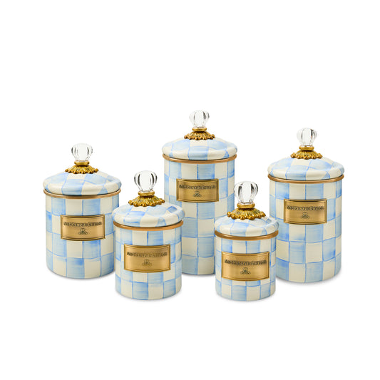 Sky Blue Check Mini Canister (Mackenzie Childs)