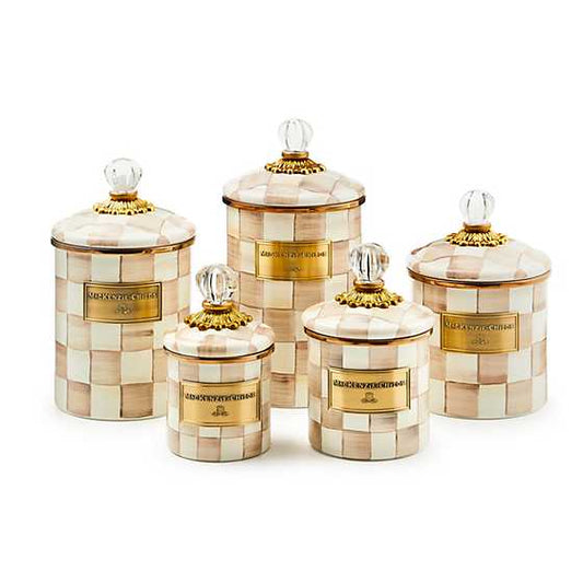Mocha Check Mini Canister (Mackenzie Childs)