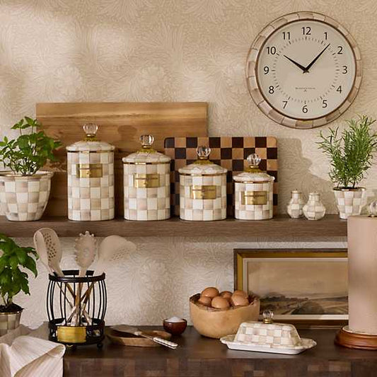 Mocha Check Demi Canister (Mackenzie Childs)