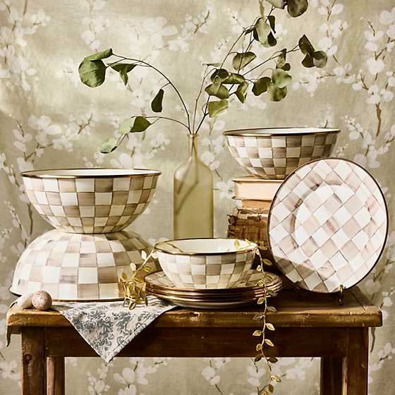 Mocha Check Large Everyday Bowl (Mackenzie Childs)