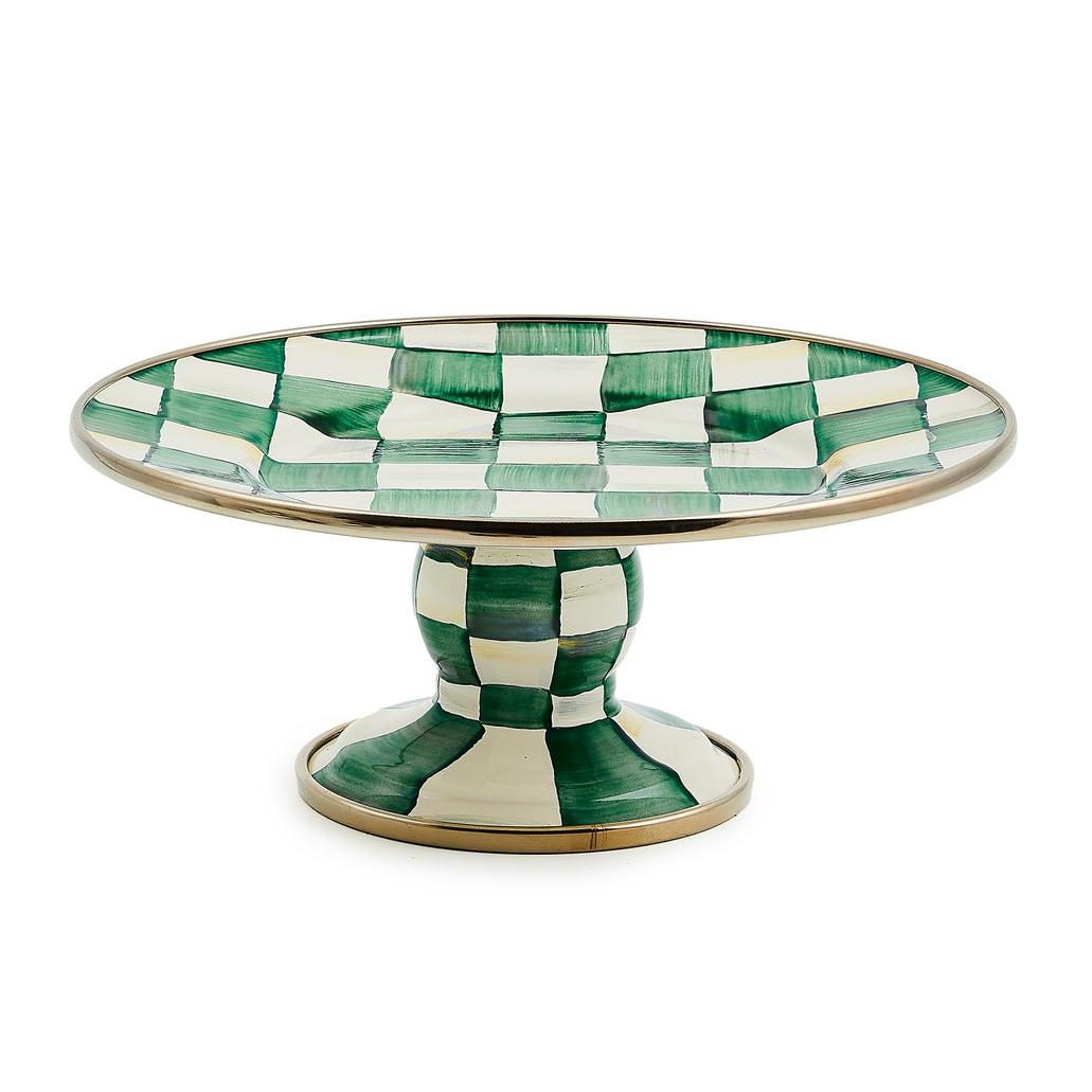 Emerald Check Mini Pedestal Platter (Mackenzie Childs)