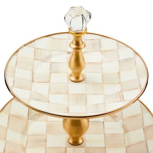 Mocha Check Two Tier Sweet Stand (Mackenzie Childs)