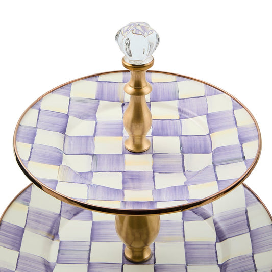 Violet Check Two Tier Sweet Stand (Mackenzie Childs)